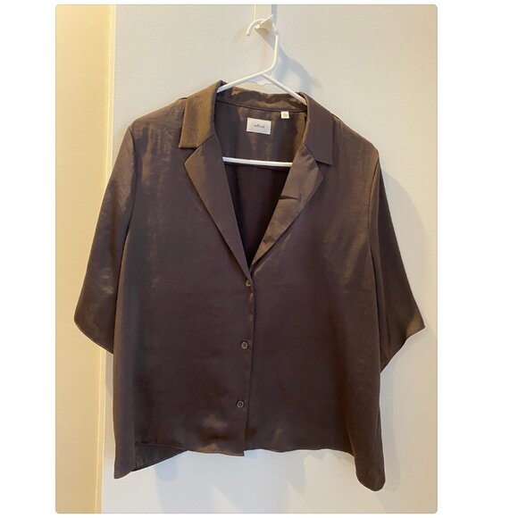 Aritzia Wilfred Beso Shirt | RICH MOCHA BROWN | Size L - Picture 2 of 4